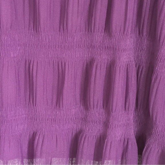 Chadwicks Womens Purple Mesh Overlay 3D Textured Smocked Top Sz S Corpcore Chic - Picture 3 of 11